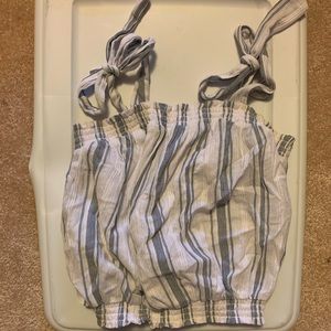 White and Blue Striped Top